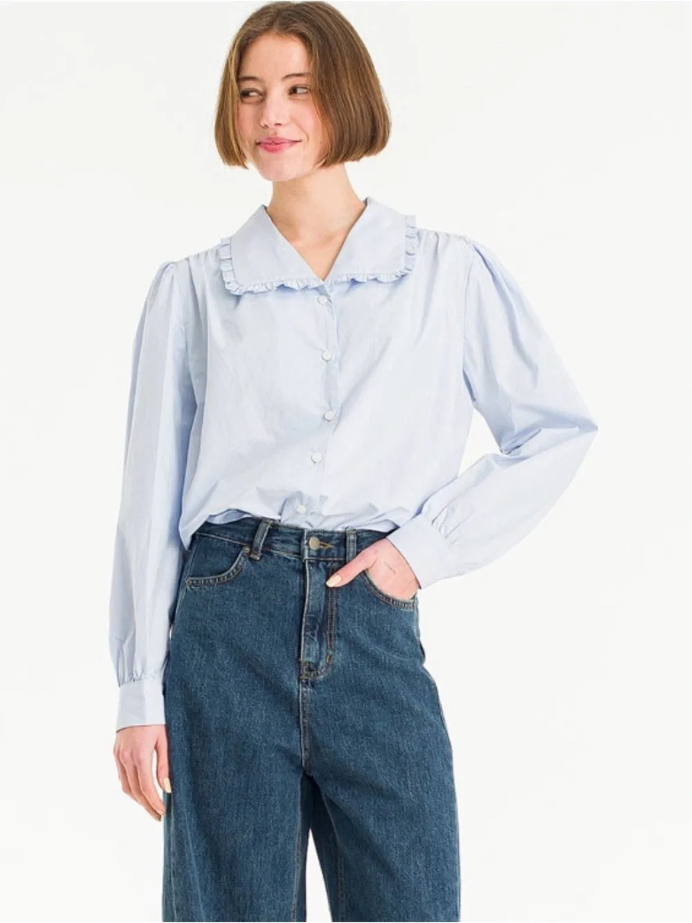 OLIVE CLOTHING Leah Frill Neck Blouse - Picture 2 of 6